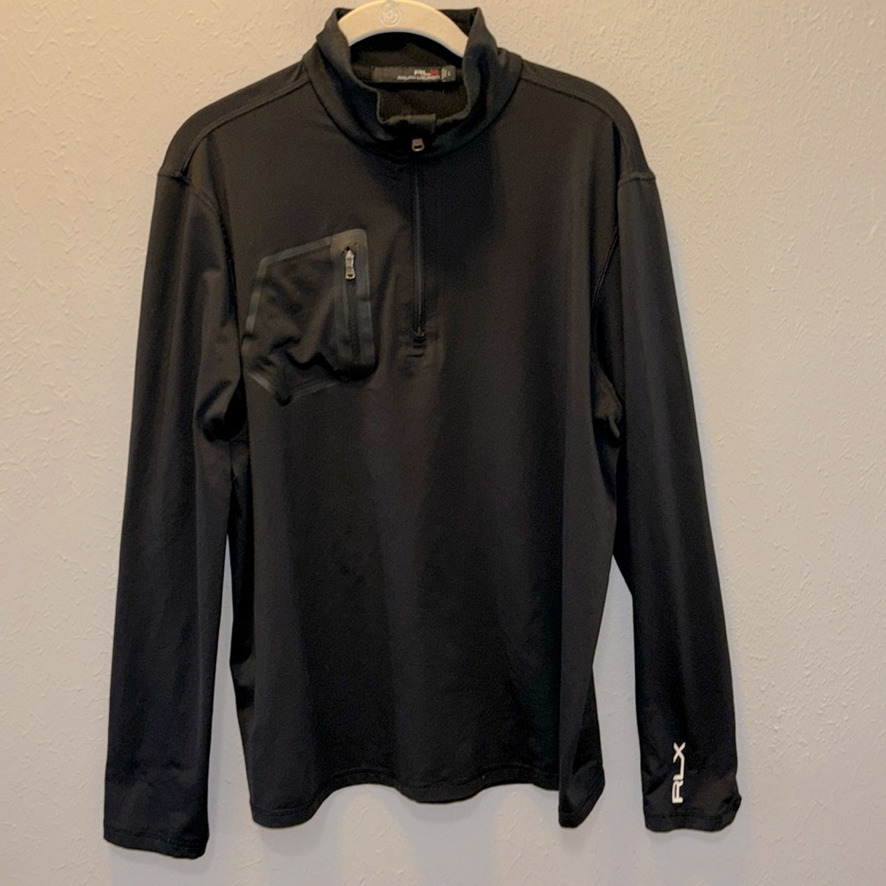 RLX Ralph Lauren Preppy Black Golf Performance Pullover Jacket Men’s Sz Large